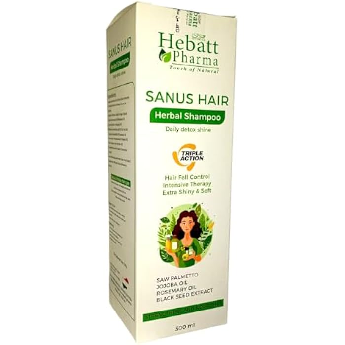 Sanus Hair Herbal Shampoo for Hair Fall Control, Intensive Hair Strengthening & Nourishing Treatment - Effective Herbal Collection Extract - 300 ml I from Al Shabrawini Pharmacy - Image 1